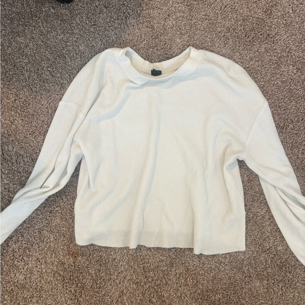 wild fable cream Waffle-Knit Long Sleeve Top